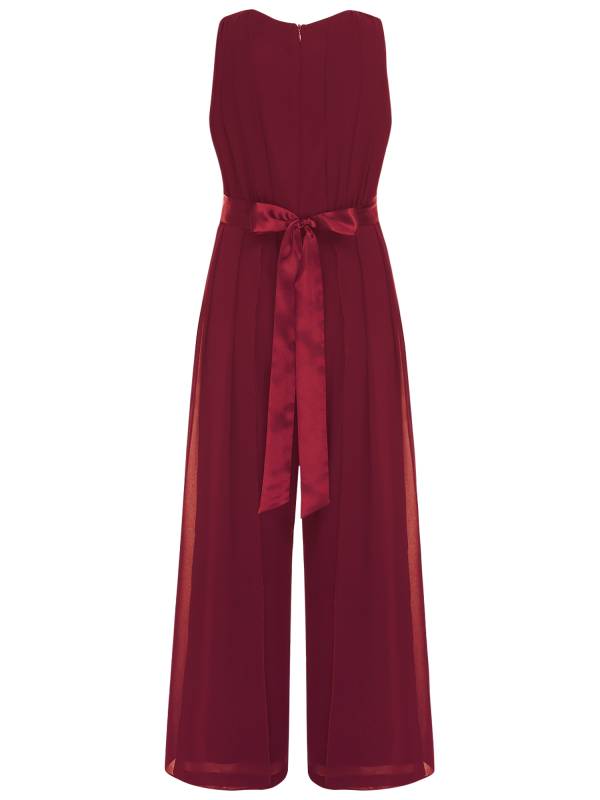 Girls Chiffon Party Jumpsuit Sleeveless High Waist Ruffled Wedding Guest Outfit thumb