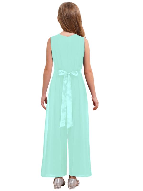 Girls Chiffon Party Jumpsuit Sleeveless High Waist Ruffled Wedding Guest Outfit thumb