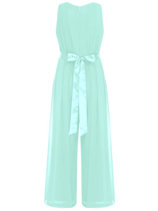 Girls Chiffon Party Jumpsuit Sleeveless High Waist Ruffled Wedding Guest Outfit thumb