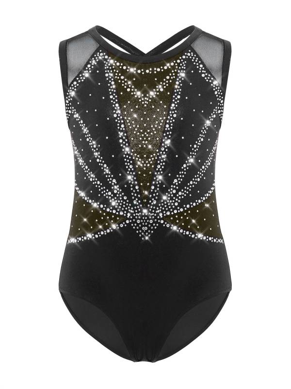 3Pcs Girls Gymnastics Leotard Set Rhinestone Bodysuit Performance Costume thumb
