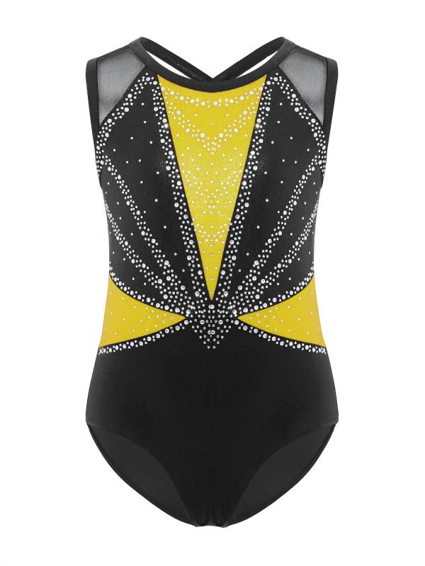 3Pcs Girls Gymnastics Leotard Set Rhinestone Bodysuit Performance Costume thumb