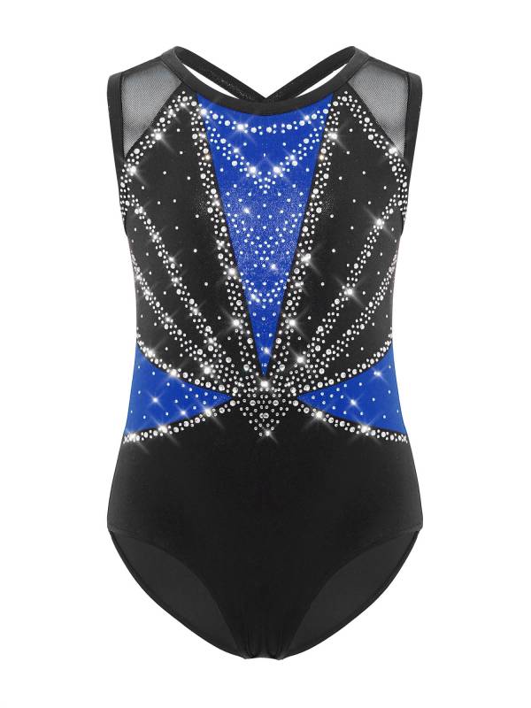 3Pcs Girls Gymnastics Leotard Set Rhinestone Bodysuit Performance Costume thumb