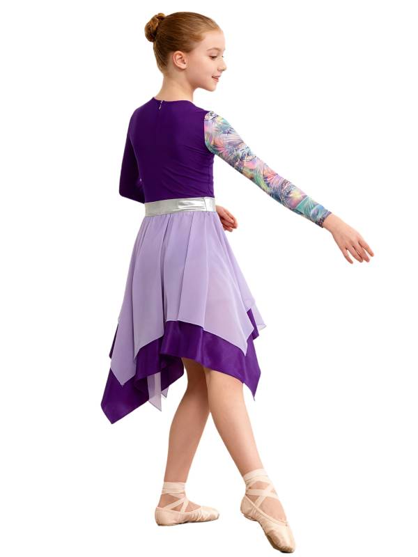 Girls Long Sleeve Printed Liturgical Praise Dance Dress Choir Tunic Robe thumb