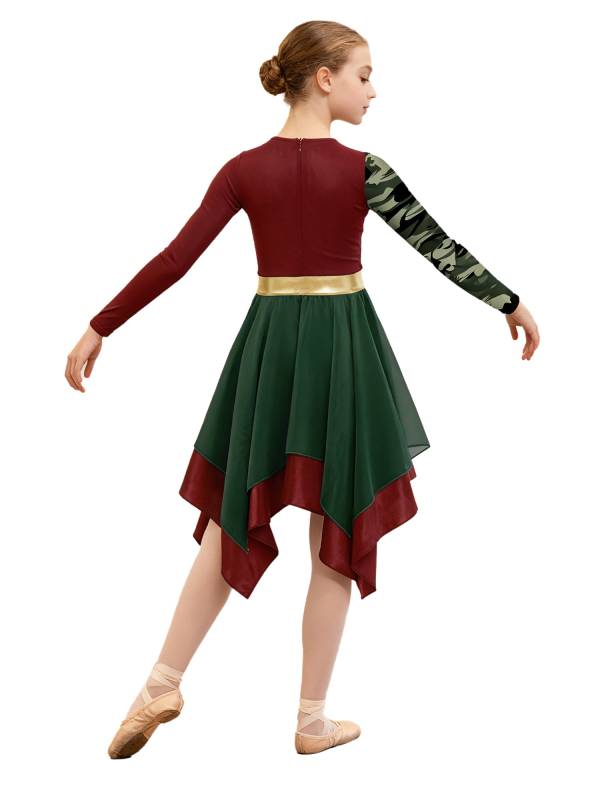 Girls Long Sleeve Printed Liturgical Praise Dance Dress Choir Tunic Robe thumb