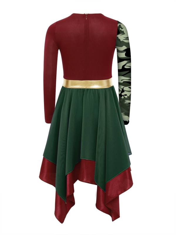Girls Long Sleeve Printed Liturgical Praise Dance Dress Choir Tunic Robe thumb