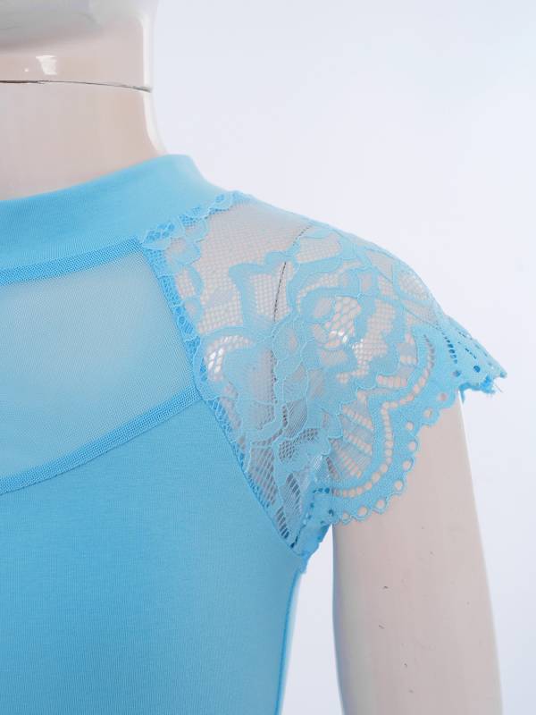 Girls Floral Lace Cap Sleeve Ballet Leotard for RAD Exams, Practice & Recitals thumb