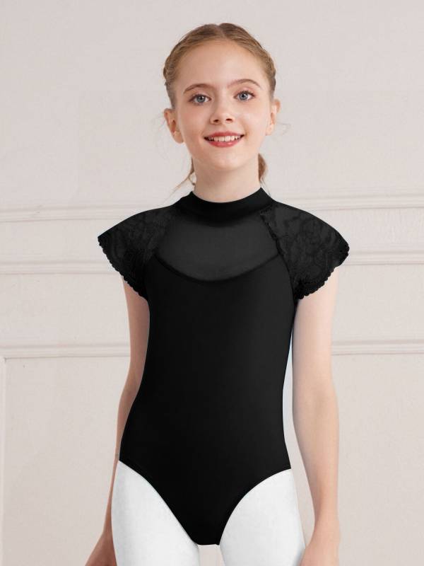 Girls Floral Lace Cap Sleeve Ballet Leotard for RAD Exams, Practice & Recitals thumb