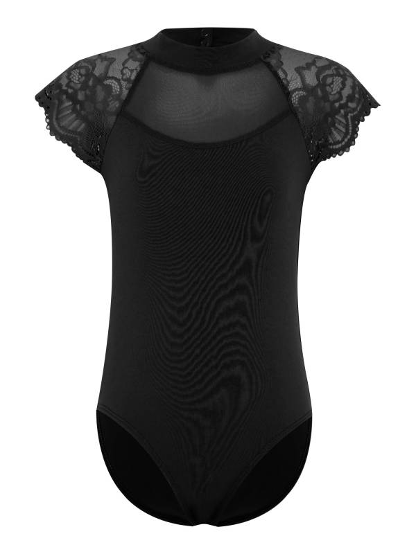 Girls Floral Lace Cap Sleeve Ballet Leotard for RAD Exams, Practice & Recitals thumb