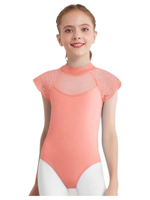 Girls Floral Lace Cap Sleeve Ballet Leotard for RAD Exams, Practice & Recitals thumb