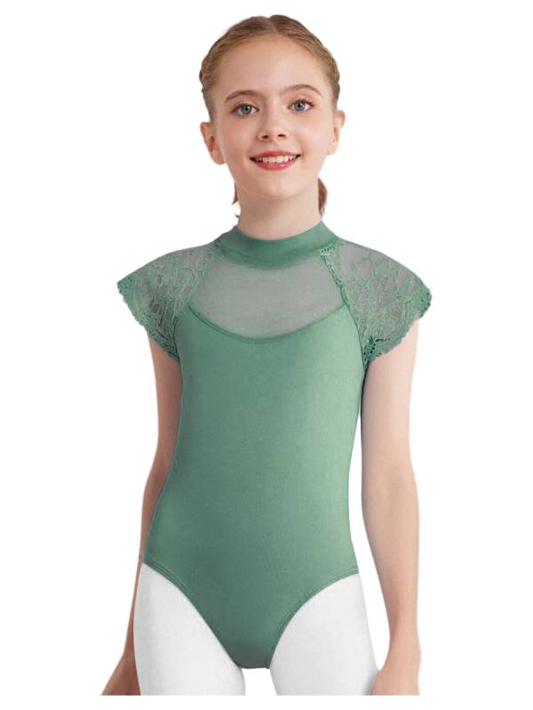 Girls Floral Lace Cap Sleeve Ballet Leotard for RAD Exams, Practice & Recitals thumb