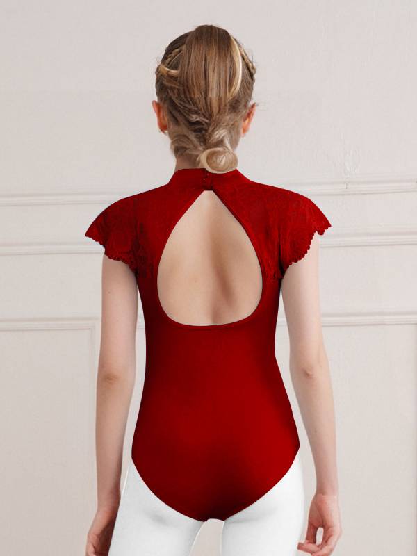 Girls Floral Lace Cap Sleeve Ballet Leotard for RAD Exams, Practice & Recitals thumb