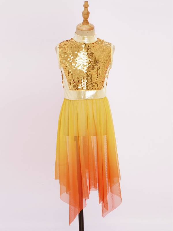 Girls Sequin Gradient Liturgical Worship Dance Dress Choir Robe Tunic thumb