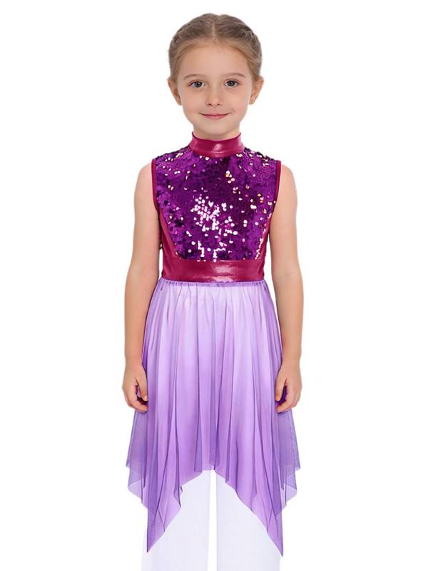 Girls Sequin Gradient Liturgical Worship Dance Dress Choir Robe Tunic thumb