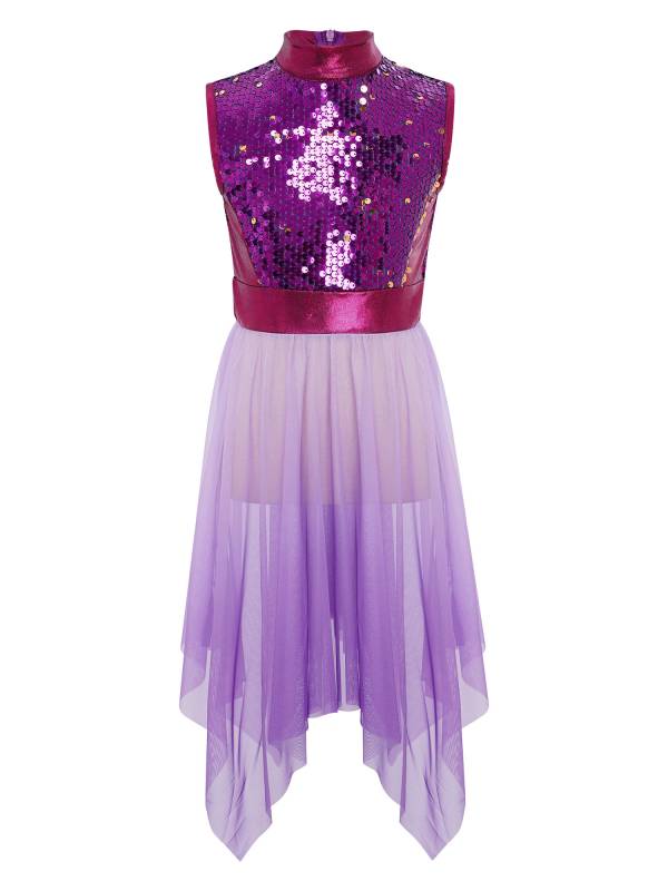 Girls Sequin Gradient Liturgical Worship Dance Dress Choir Robe Tunic thumb