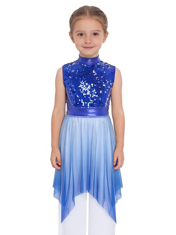 Girls Sequin Gradient Liturgical Worship Dance Dress Choir Robe Tunic thumb