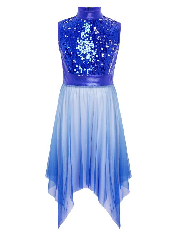 Girls Sequin Gradient Liturgical Worship Dance Dress Choir Robe Tunic thumb