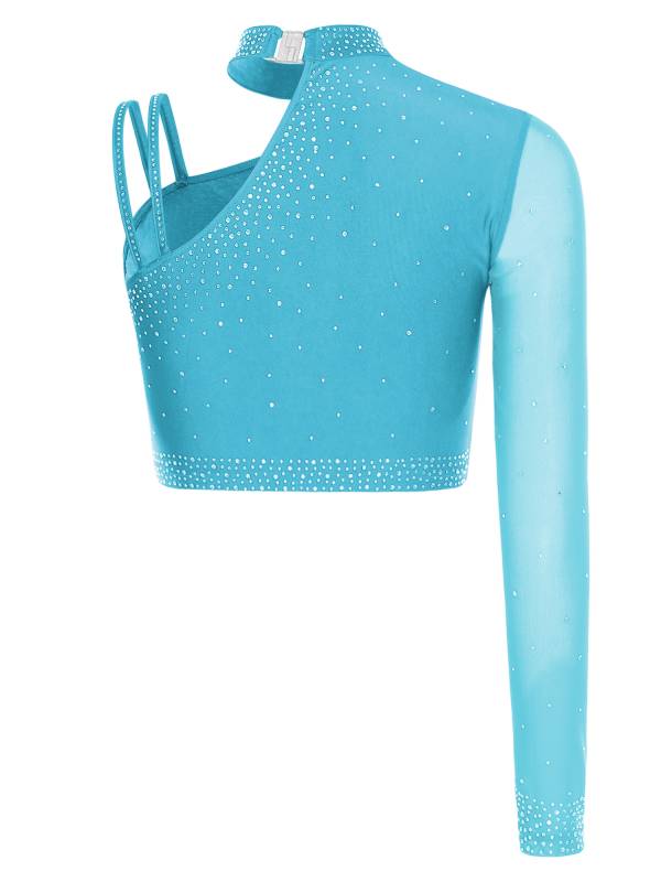 Womens Sparkle Feather Latin Dance OUtfit for Belly Dance, Cha-Cha & Tango thumb