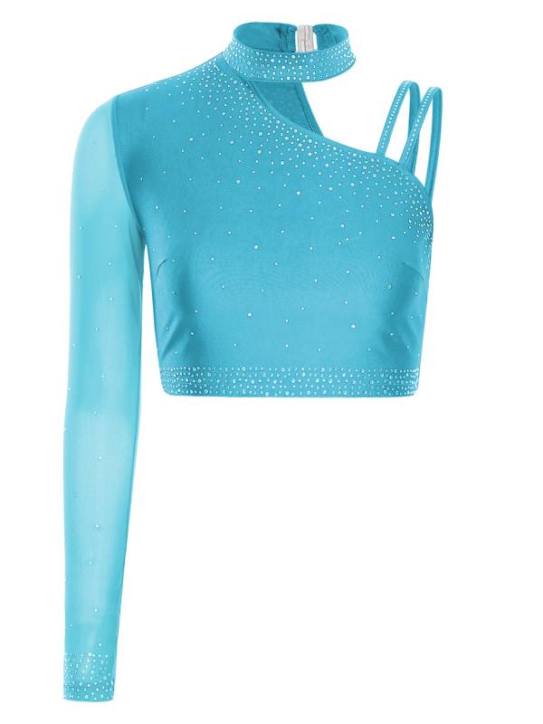 Womens Sparkle Feather Latin Dance OUtfit for Belly Dance, Cha-Cha & Tango thumb