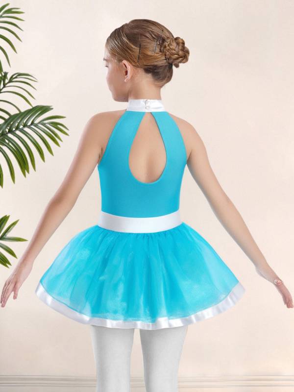 Girls Sequin Ballet Tutu Dress Sleeveless Tulle Dance Dress with Built-in Briefs thumb