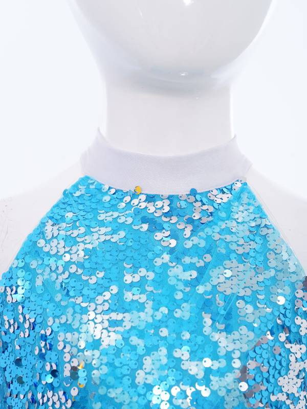 Girls Sequin Ballet Tutu Dress Sleeveless Tulle Dance Dress with Built-in Briefs thumb