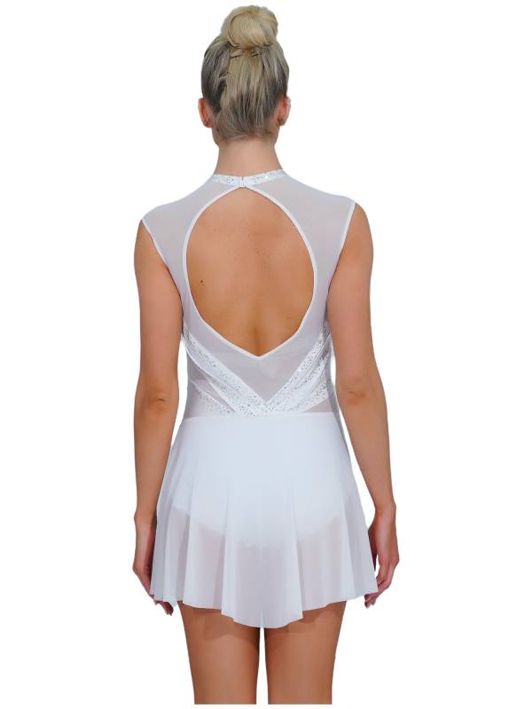 Women Sleeveless Figure Skating Dress Rhinestone Lyrical Dance Costume thumb