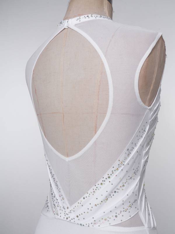 Women Sleeveless Figure Skating Dress Rhinestone Lyrical Dance Costume thumb