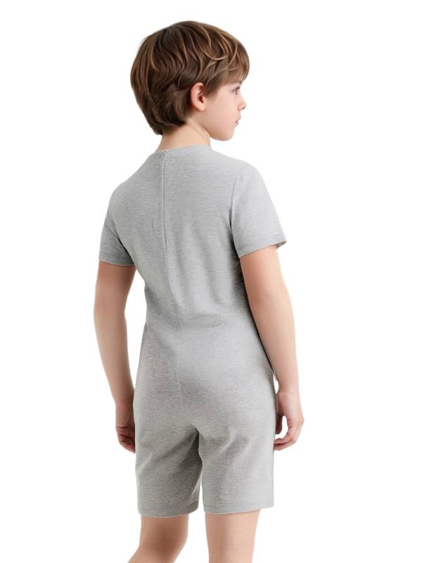 Kids Autism Sensory Jumpsuit Short Sleeve Back Zipper Adaptive Romper thumb