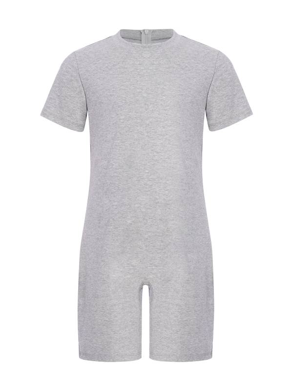 Kids Autism Sensory Jumpsuit Short Sleeve Back Zipper Adaptive Romper thumb