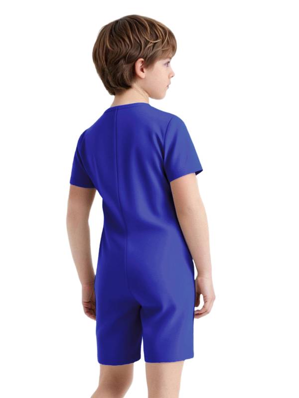 Kids Autism Sensory Jumpsuit Short Sleeve Back Zipper Adaptive Romper thumb