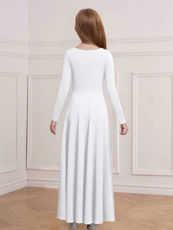 Girls Liturgical Dance Maxi Dress for for Church Choir & Lyrical Praise Dance thumb