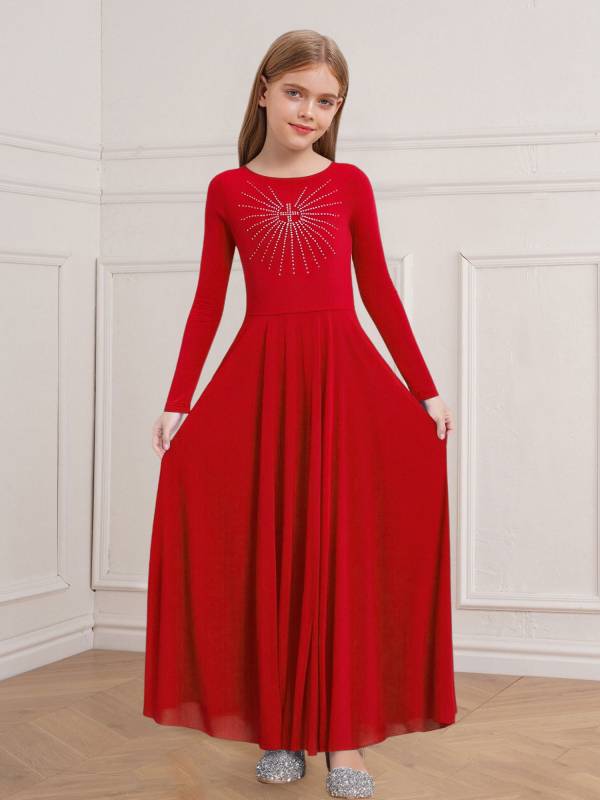 Girls Liturgical Dance Maxi Dress for for Church Choir & Lyrical Praise Dance thumb