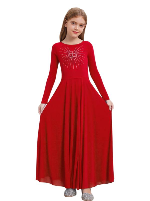 Girls Liturgical Dance Maxi Dress for for Church Choir & Lyrical Praise Dance thumb