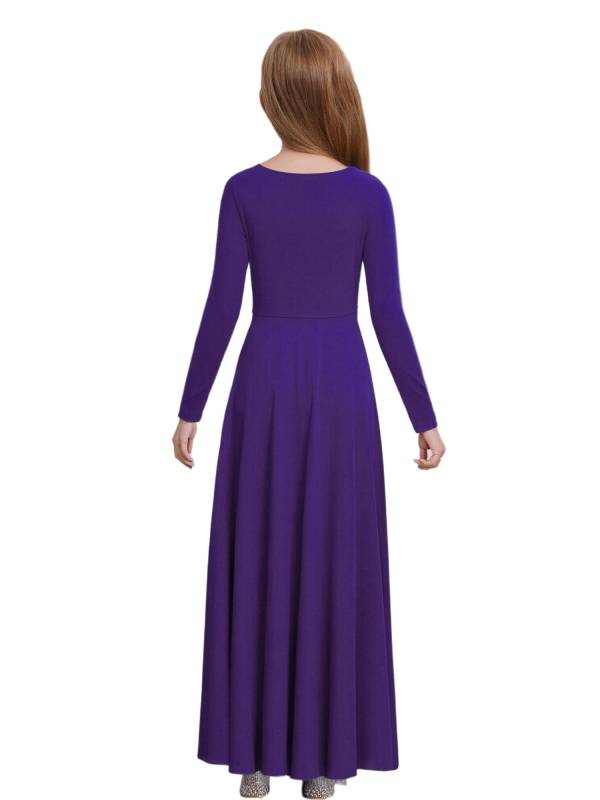 Girls Liturgical Dance Maxi Dress for for Church Choir & Lyrical Praise Dance thumb