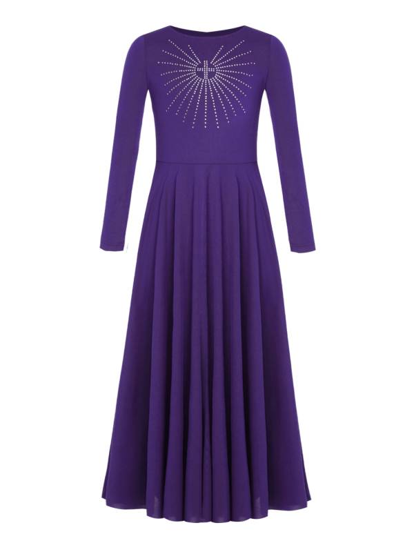Girls Liturgical Dance Maxi Dress for for Church Choir & Lyrical Praise Dance thumb