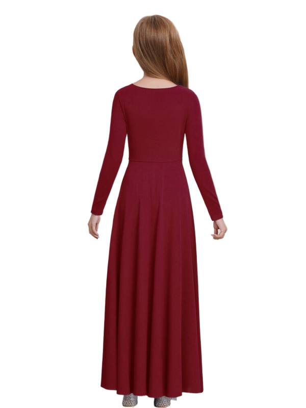 Girls Liturgical Dance Maxi Dress for for Church Choir & Lyrical Praise Dance thumb