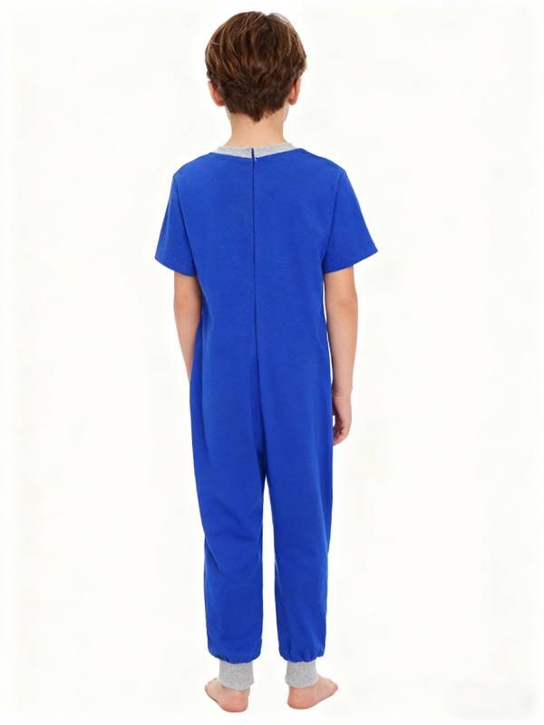 Boys Girls Short Sleeve Adaptive Jumpsuit Back Zipper Autism Sensory Clothes thumb