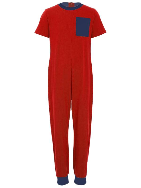 Boys Girls Short Sleeve Adaptive Jumpsuit Back Zipper Autism Sensory Clothes thumb