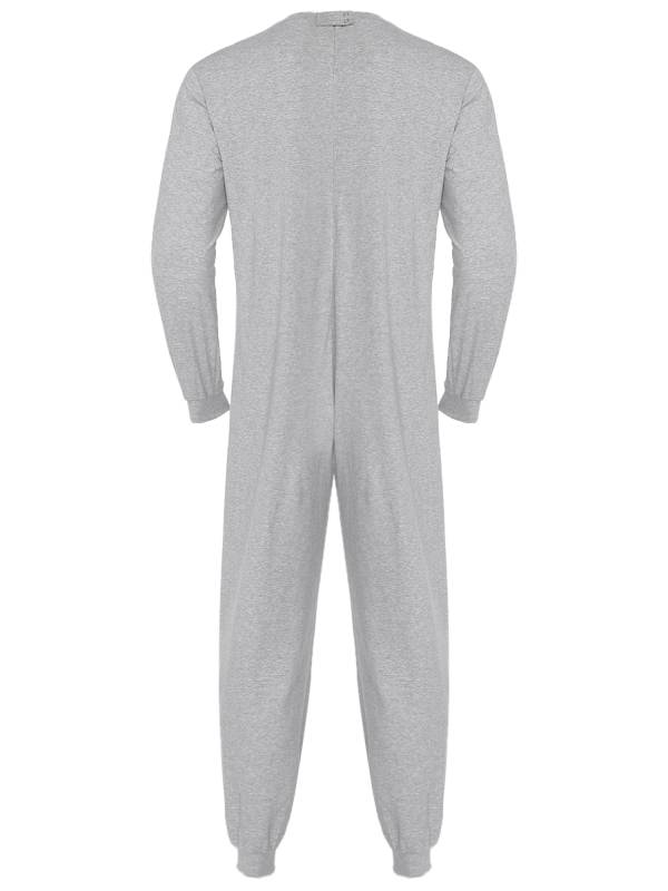 Unisex Anti-Strip Adaptive Jumpsuit Long Sleeve Back Zipper for Dementia thumb