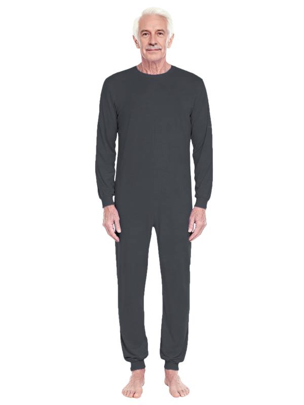 Unisex Anti-Strip Adaptive Jumpsuit Long Sleeve Back Zipper for Dementia thumb