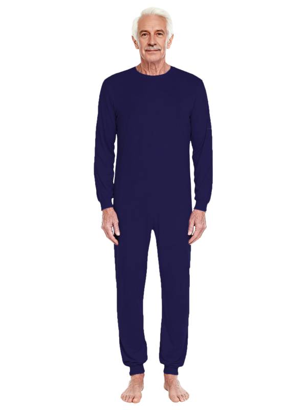 Unisex Anti-Strip Adaptive Jumpsuit Long Sleeve Back Zipper for Dementia thumb