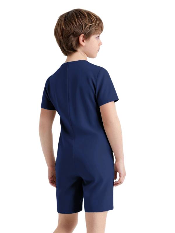 Kids Autism Sensory Jumpsuit Short Sleeve Back Zipper Adaptive Romper thumb