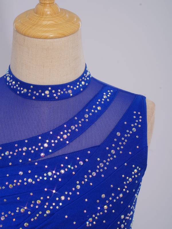Girls Lyrical Dance Costume Sparkly Sleeveless Hi-lo Figure Skating Dress thumb