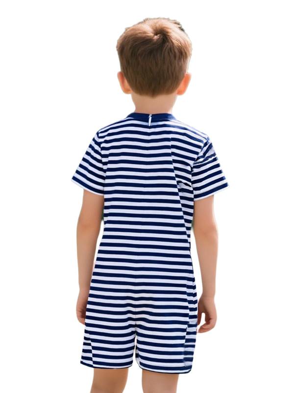 Kids Special Needs Adaptive Clothing Stripe Short Sleeve Autism Sensory Romper thumb