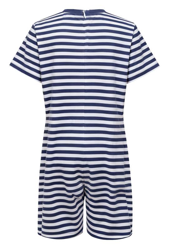 Kids Special Needs Adaptive Clothing Stripe Short Sleeve Autism Sensory Romper thumb