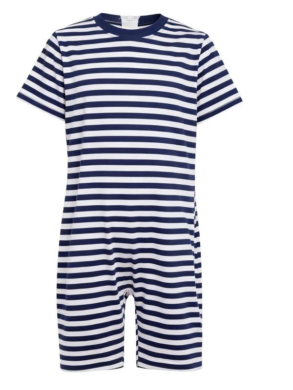 Kids Special Needs Adaptive Clothing Stripe Short Sleeve Autism Sensory Romper thumb