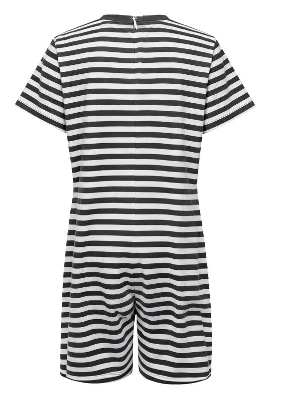 Kids Special Needs Adaptive Clothing Stripe Short Sleeve Autism Sensory Romper thumb