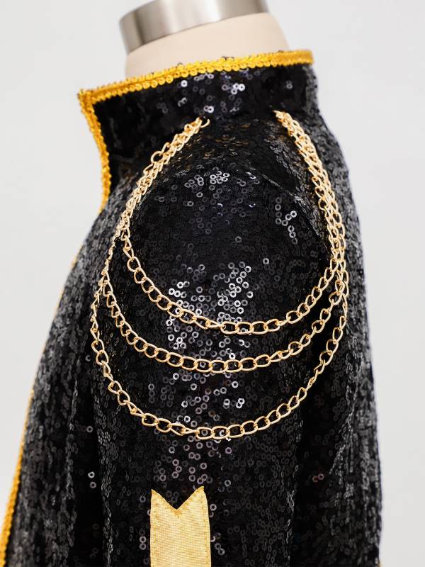 Girls Pop Star Sequin Stage Jacket with Chain Decor for Jazz Dance & Cosplay thumb