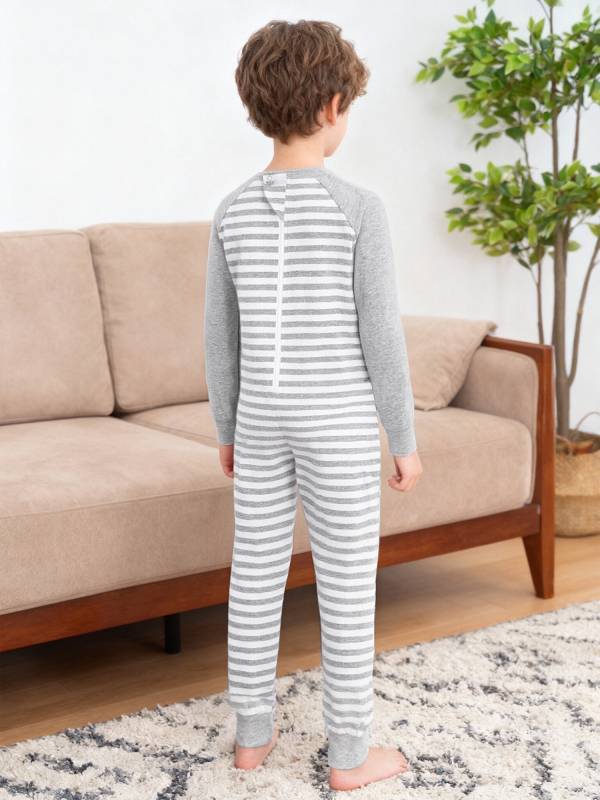 Kids Special Needs Adaptive Clothing Long Sleeve Stripe Autism Sensory Jumpsuit thumb