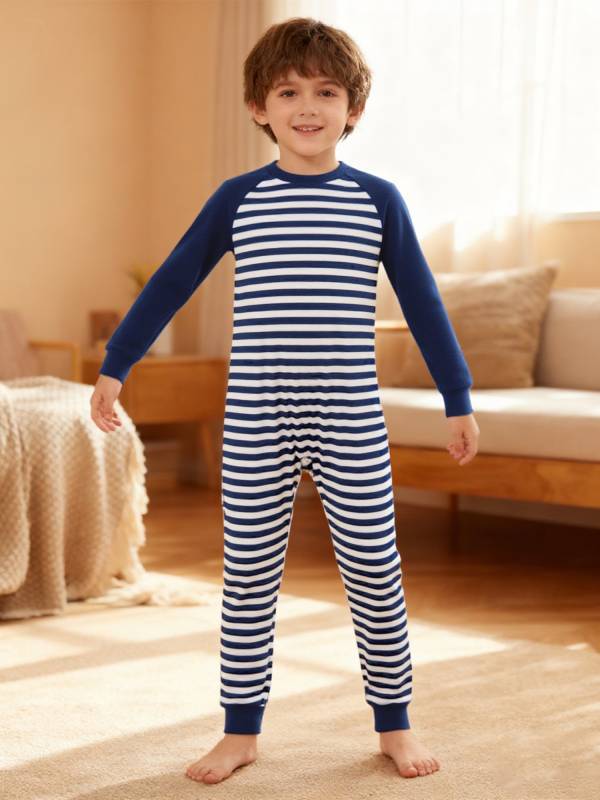 Kids Special Needs Adaptive Clothing Long Sleeve Stripe Autism Sensory Jumpsuit thumb