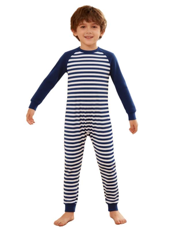 Kids Special Needs Adaptive Clothing Long Sleeve Stripe Autism Sensory Jumpsuit thumb